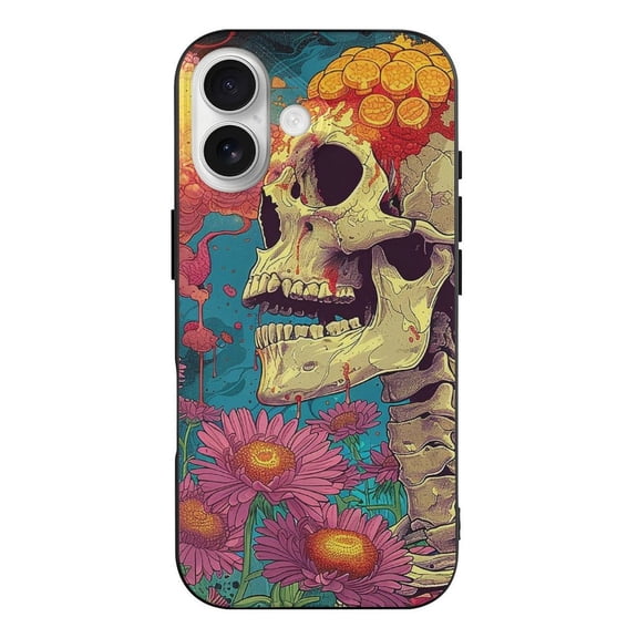 Hippie Skeleton Skull Psychedelic Black TPU Case for iPhone 17 Slim Shockproof Protective Phone Cover