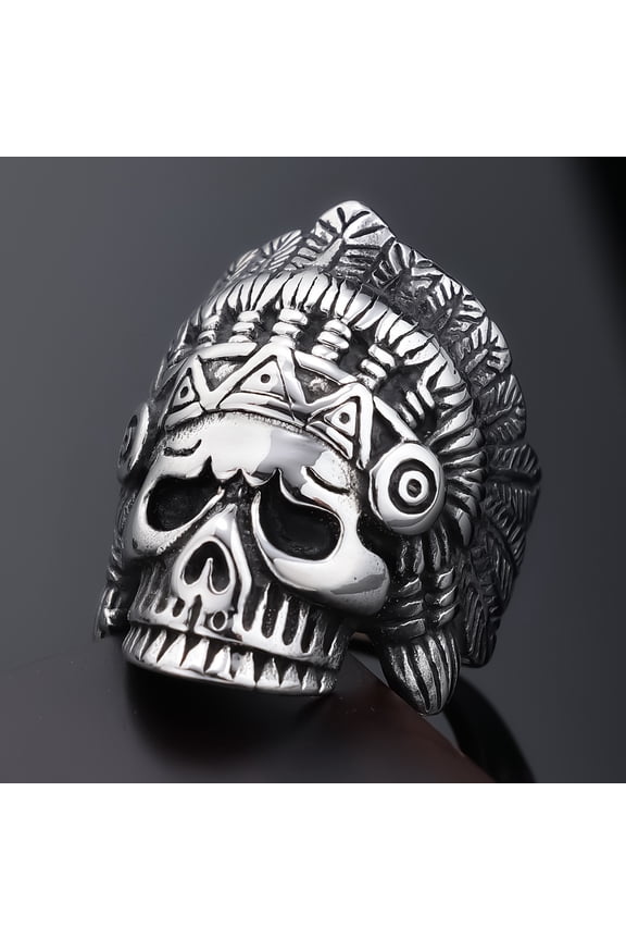 Hippie Skull Rider Men Rings 14K White Gold Men Women Jewelry Punk Retro New In Rock Fashion Accessories Gift