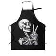 thumbnail image 1 of Hippie Skull Skeleton Adjustable Apron with 2 Pockets Funny Chef Bib for Gift Painting Cooking Garden, 1 of 7