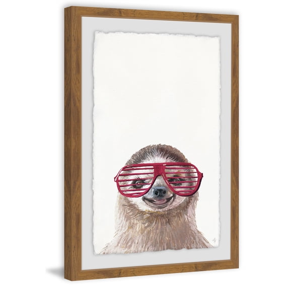 Hippie Sloth Framed Painting Art Print, 16.00" x 1.50"