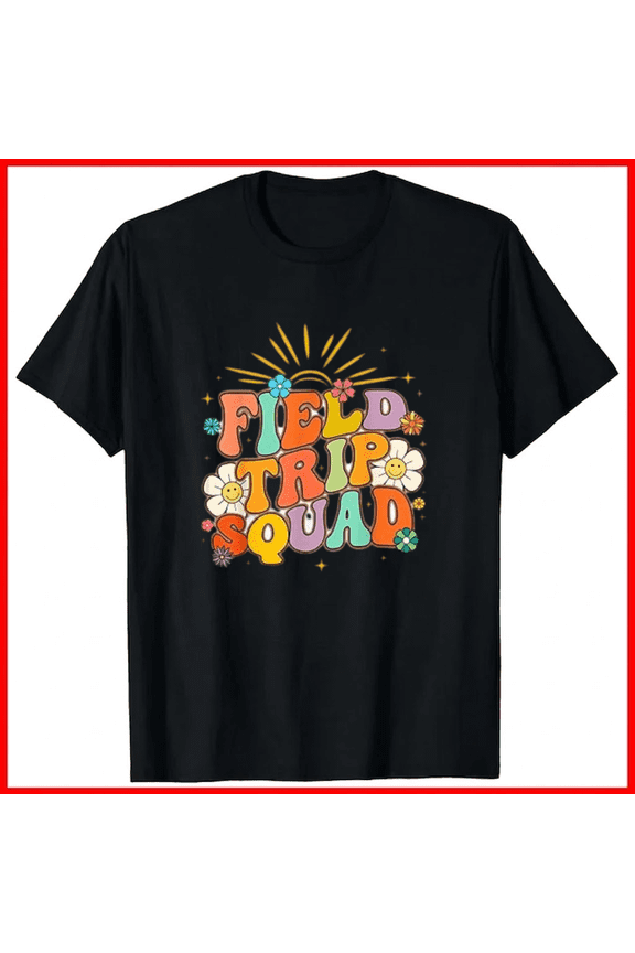 Hippie Smile Face Field Trip Squad Retro Seventies Flower Unisex T-Shirt, up to size 5XL
