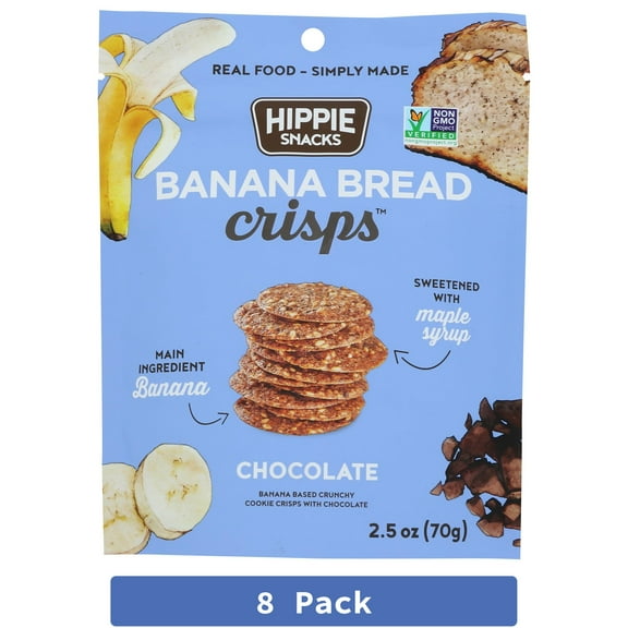 Hippie Snacks Crisps Banana Bread Chocolate 2.5 oz (Pack of 8)