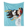 thumbnail image 1 of Hippie Soft Flannel Fleece Throw Blanket, Girl Wearing Ukranian Costume and Hairband Sends a Dove for World Peace, Cozy Plush for Indoor and Outdoor Use, 50" x 60", Multicolor, by Ambesonne, 1 of 6