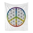 thumbnail image 1 of Hippie Soft Flannel Fleece Throw Blanket, Life and Peace Forming Flower in Rainbow Colors Abstract Style Design, Cozy Plush for Indoor and Outdoor Use, 50" x 70", Multicolor, by Ambesonne, 1 of 5