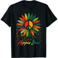 thumbnail image 1 of Hippie Soul Funny Peace Sign Daisy Flower Hippies Art Lovers T-ShirtMen and women, Black T-shirt, size: Extra large, 1 of 4