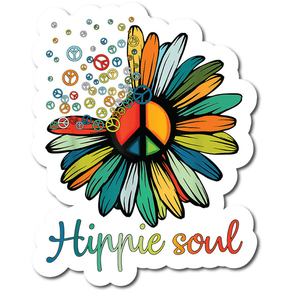 Hippie Soul Peace Sign Sunflower Great Gift Idea Single 5 Inch Magnet Made in The USA Car Auto Tool Box Refrigerator Magnet MAG11002