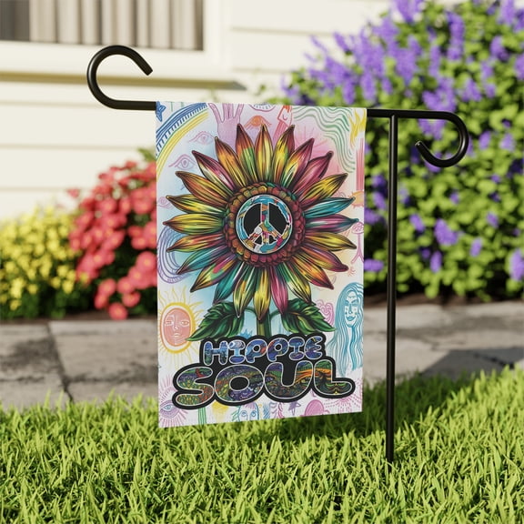 Hippie Soul Sunflower Peace Flag, Peace Sign Hippie Soul Flag ID-0613-6CNW