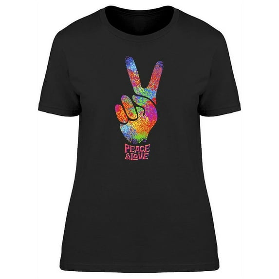 Hippie Symbols Two Fingers Sign T-Shirt Women -Image by Shutterstock, Female x-Large