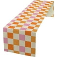 thumbnail image 1 of Hippie Table Runner Vintage Geometric Square Grid Yellow Orange Pink 1960s 1970s Retro Country Farmhouse Dinner Runner for Living Room Kitchen Party Holiday Dinner Home 13x108in, 1 of 1