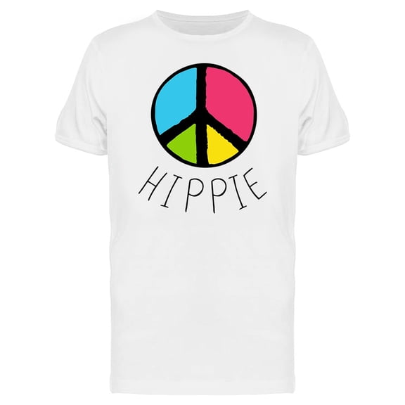 Hippie Text With Peace Symbol Tee Men's -Image by Shutterstock