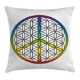 thumbnail image 1 of Hippie Throw Pillow Cushion Cover, Life and Peace Symbol Forming Flower in Rainbow Colors Abstract Style Artful Design, Decorative Square Accent Pillow Case, 18 X 18 Inches, Multicolor, by Ambesonne, 1 of 2