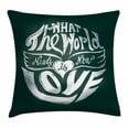 thumbnail image 1 of Hippie Throw Pillow Cushion Cover, What the World Needs Now is Love Quote Lettering Art Circle Grunge Typography, Decorative Square Accent Pillow Case, 20 X 20 Inches, Dark Green White, by Ambesonne, 1 of 2