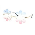 thumbnail image 1 of Hippie Tie Dye Daisy Rimless Round Groovy Sunglasses Gold - Blue Pink, 1 of 4