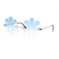thumbnail image 1 of Hippie Tie Dye Daisy Rimless Round Groovy Sunglasses Gold - Blue, 1 of 4