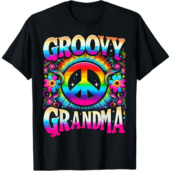 Hippie Tie Dye Peace Sign Groovy Grandma T-Shirt
