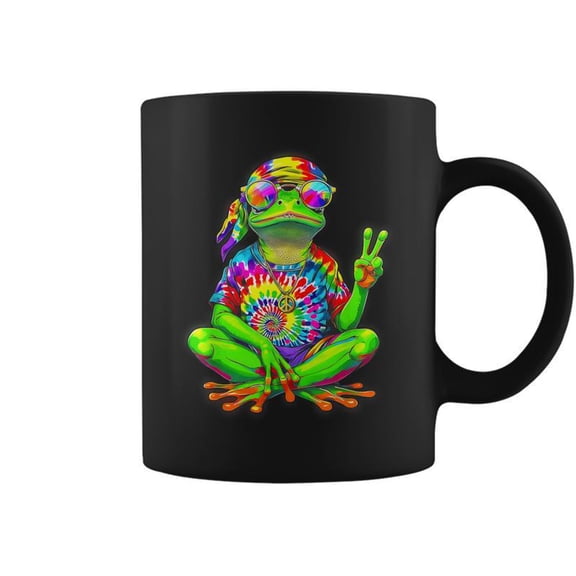 Hippie Tiedye Frog Peace Sign Hand 70S Party 60S Costume Coffee Mugs