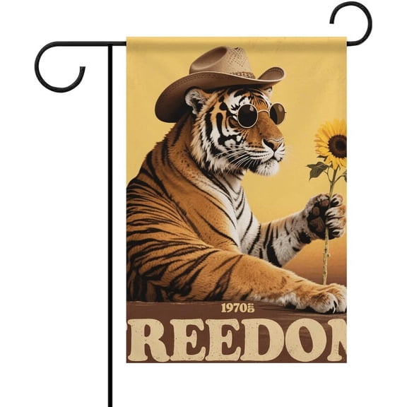 Hippie Tiger Holiday Party Decorations De Garden Flag 12 x 18 Inch Double Sided Polyester Outdoor Decor