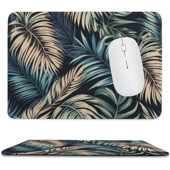 Hippie Tropic Leaves Boho Mouse Pad, Washable Square Cloth Mousepad for Laptop Keyboard Tray Wireless Mouse Home Office Travel, Non-Slip Rubber Base for Computer Desk 7.9"x9.8"