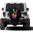 thumbnail image 1 of Hippie Two Fingers Symbols Peace Sign 6 Spare Tire Cover with Backup Camera Hole Wheel Tire Cover Fit Trailer, RV, SUV and Many Vehicle, 1 of 6