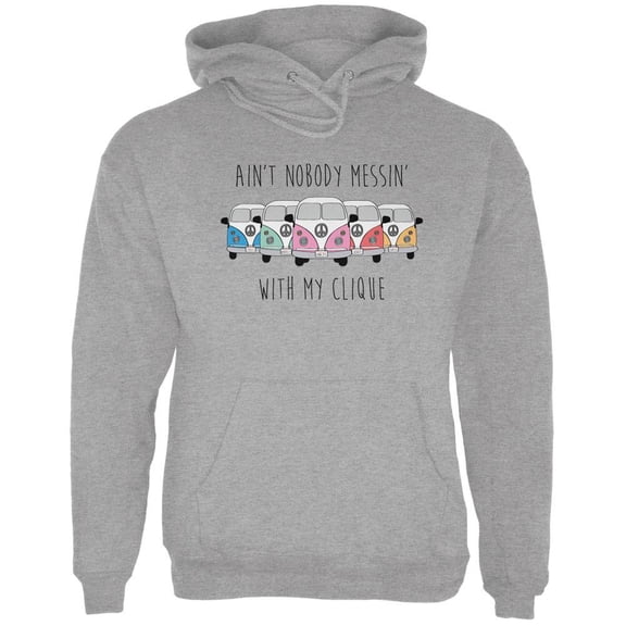 Hippie Van Ain't Nobody Messin' With My Clique Bus Camper Mens Hoodie Storm Grey LG