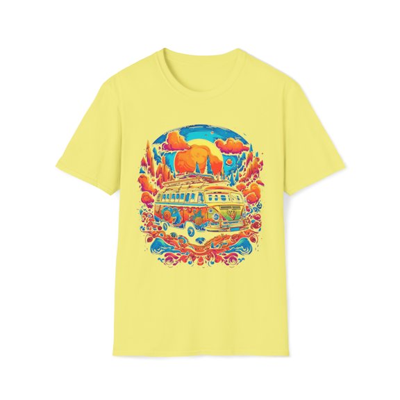 Hippie Van Bus Unisex T-Shirt Boho Festival Flowers 60s 70s