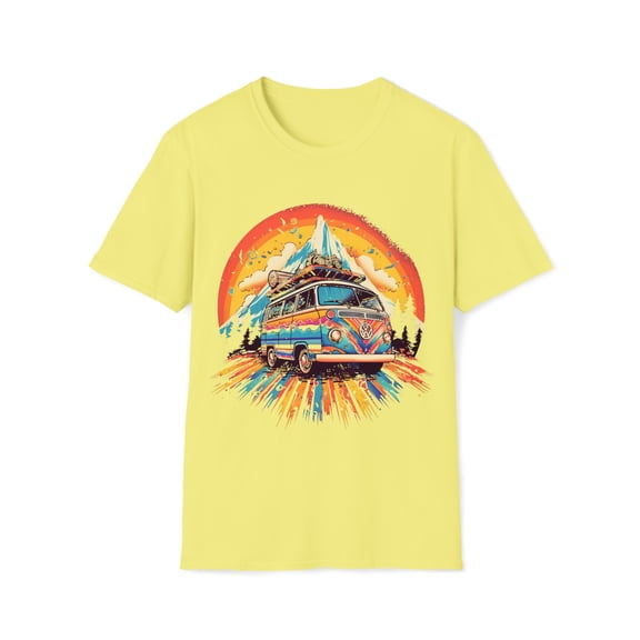 Hippie Van Bus Unisex T-Shirt Boho Festival Flowers 60s 70s