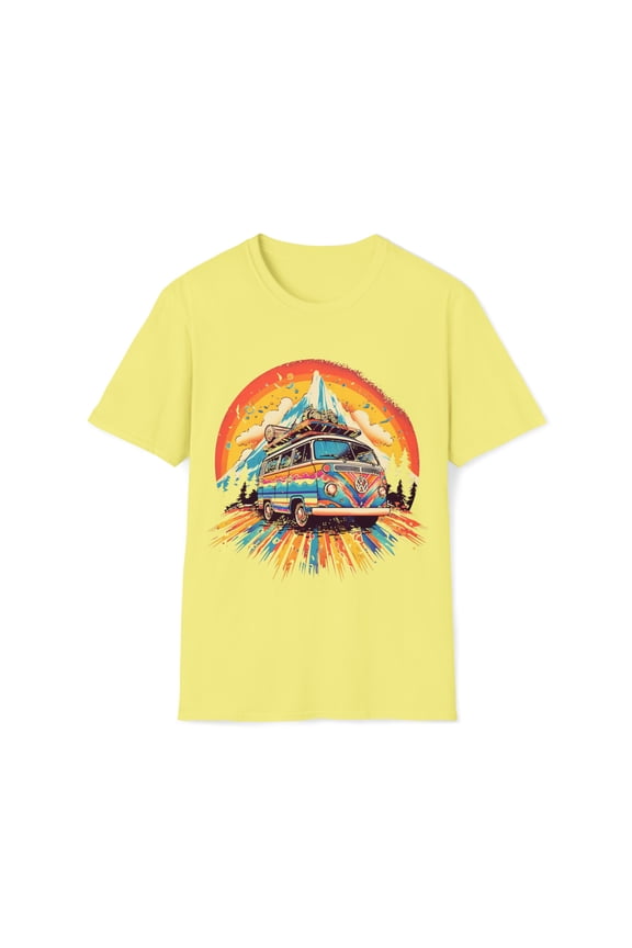 Hippie Van Bus Unisex T-Shirt Boho Festival Flowers 60s 70s