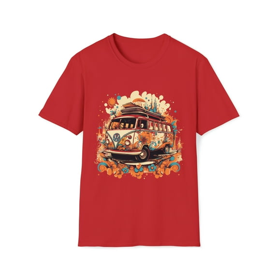 Hippie Van Bus Unisex T-Shirt Boho Festival Flowers 60s 70s