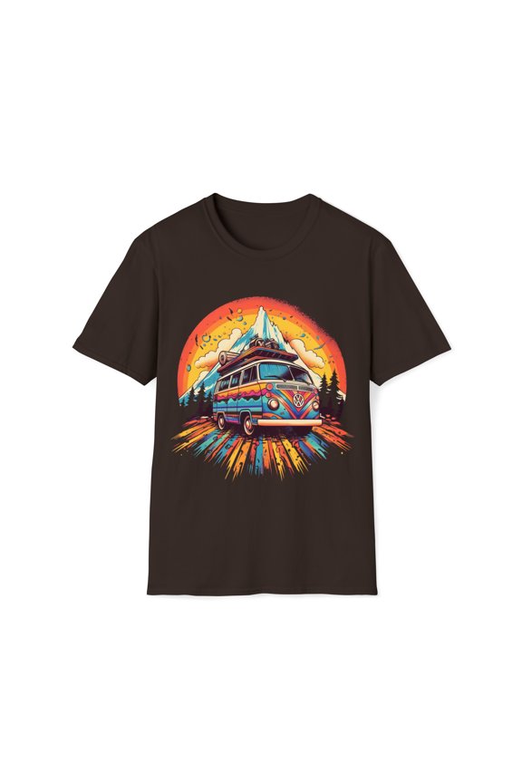 Hippie Van Bus Unisex T-Shirt Boho Festival Flowers 60s 70s