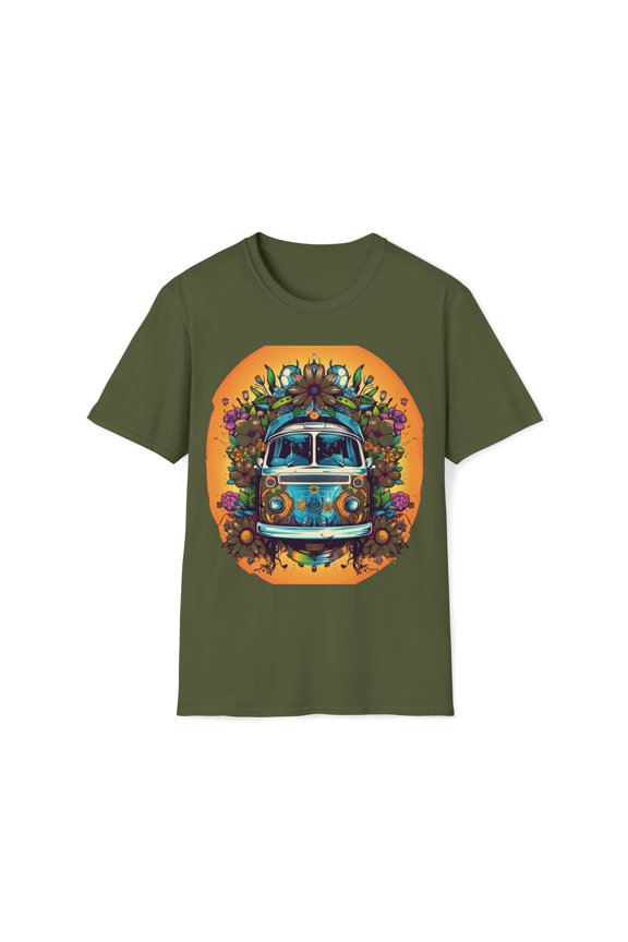 Hippie Van Bus Unisex T-Shirt Boho Festival Flowers 60s 70s