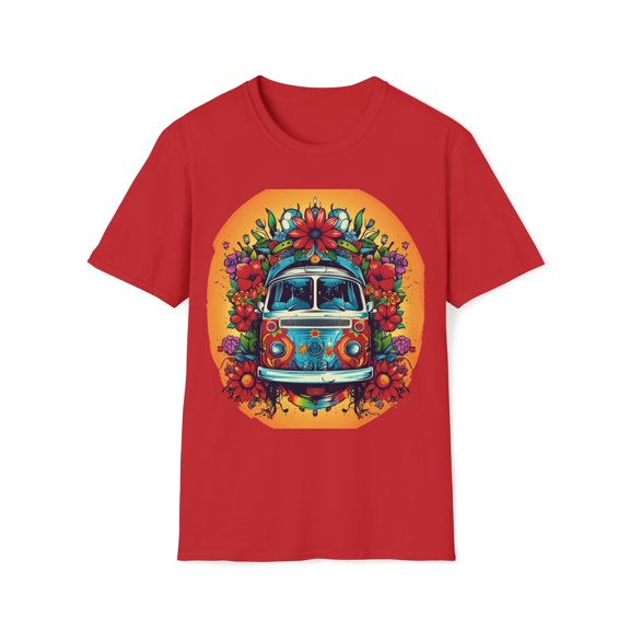Hippie Van Bus Unisex T-Shirt Boho Festival Flowers 60s 70s