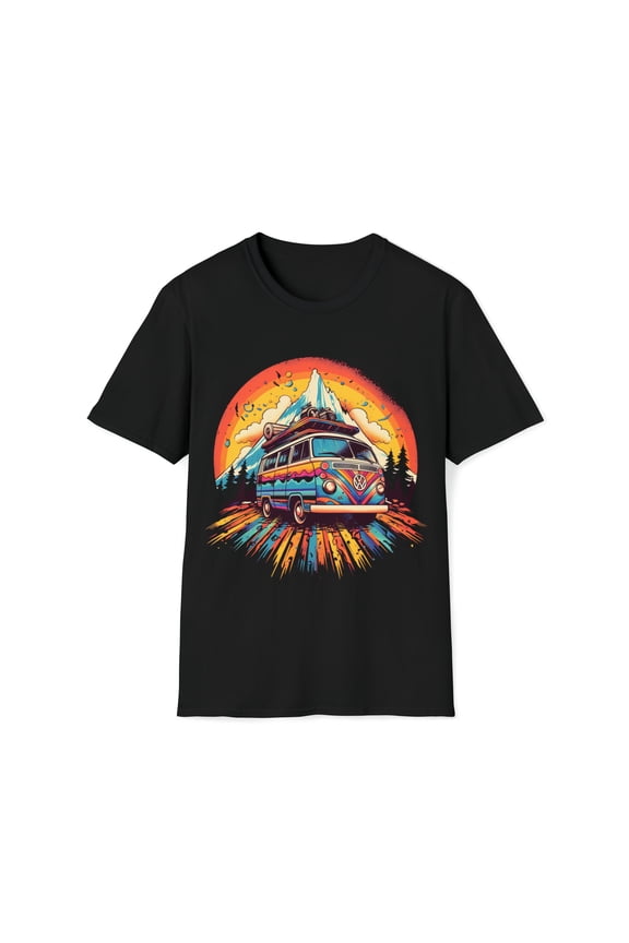 Hippie Van Bus Unisex T-Shirt Boho Festival Flowers 60s 70s
