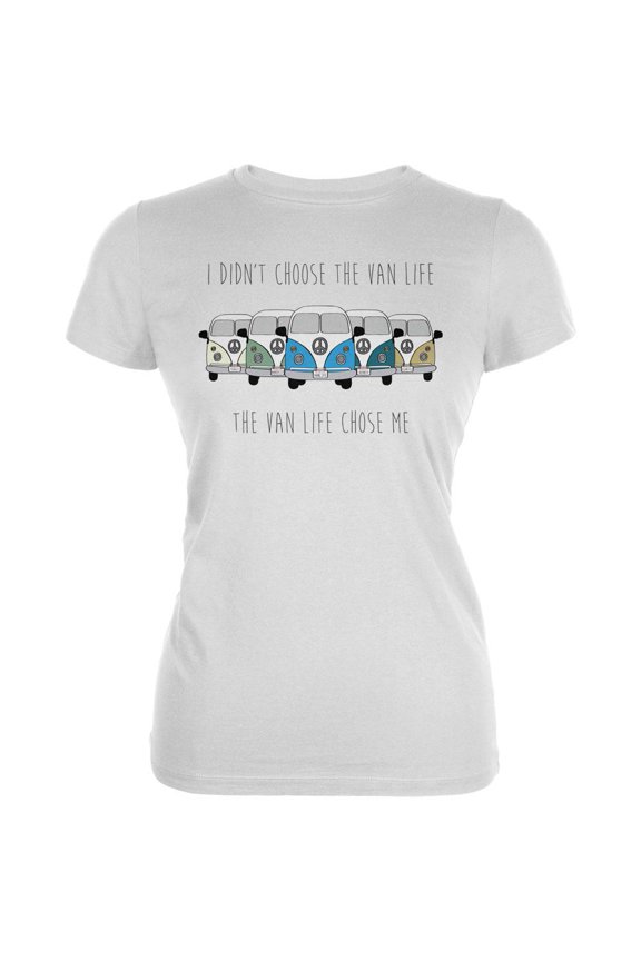 Hippie Van I Didn't Choose The Van Life Bus Camper Juniors Soft T Shirt White LG
