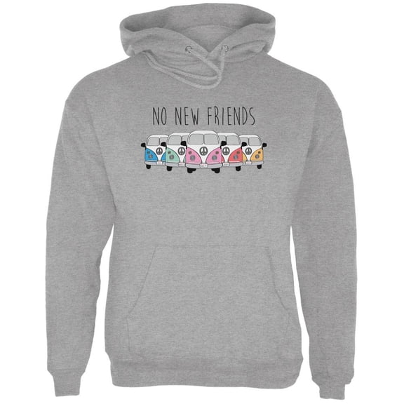 Hippie Van No New Friends Bus Camper Mens Hoodie Storm Grey SM