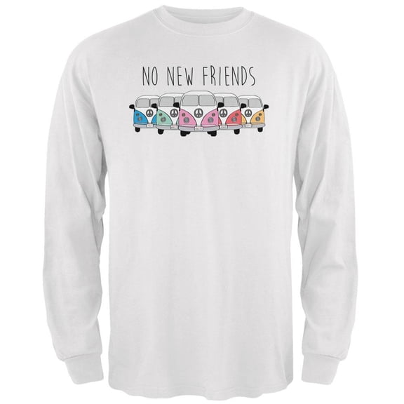 Hippie Van No New Friends Bus Camper Mens Long Sleeve T Shirt White 2XL