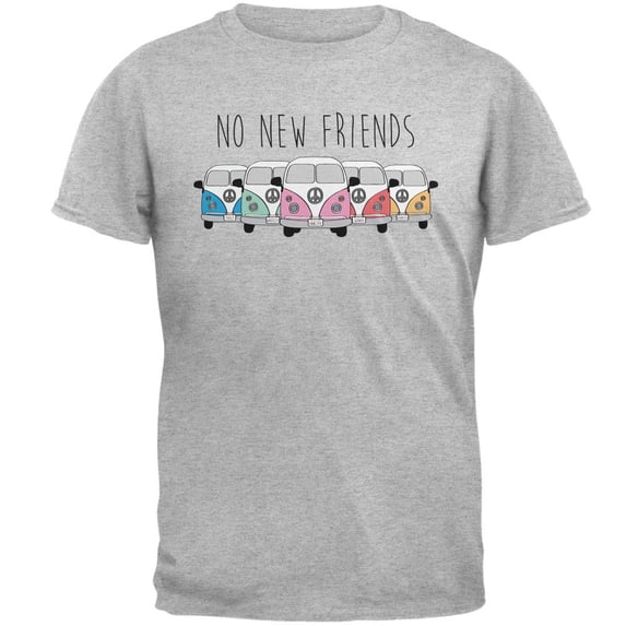 Hippie Van No New Friends Bus Camper Mens T Shirt Heather MD