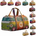 thumbnail image 1 of Hippie Van Quilted Duffle Bag, Boho Travel Weekender Bag with Adjustable Strap, Retro Style for Everyday Travel (#03, Medium (16"x8"x8")), 1 of 8