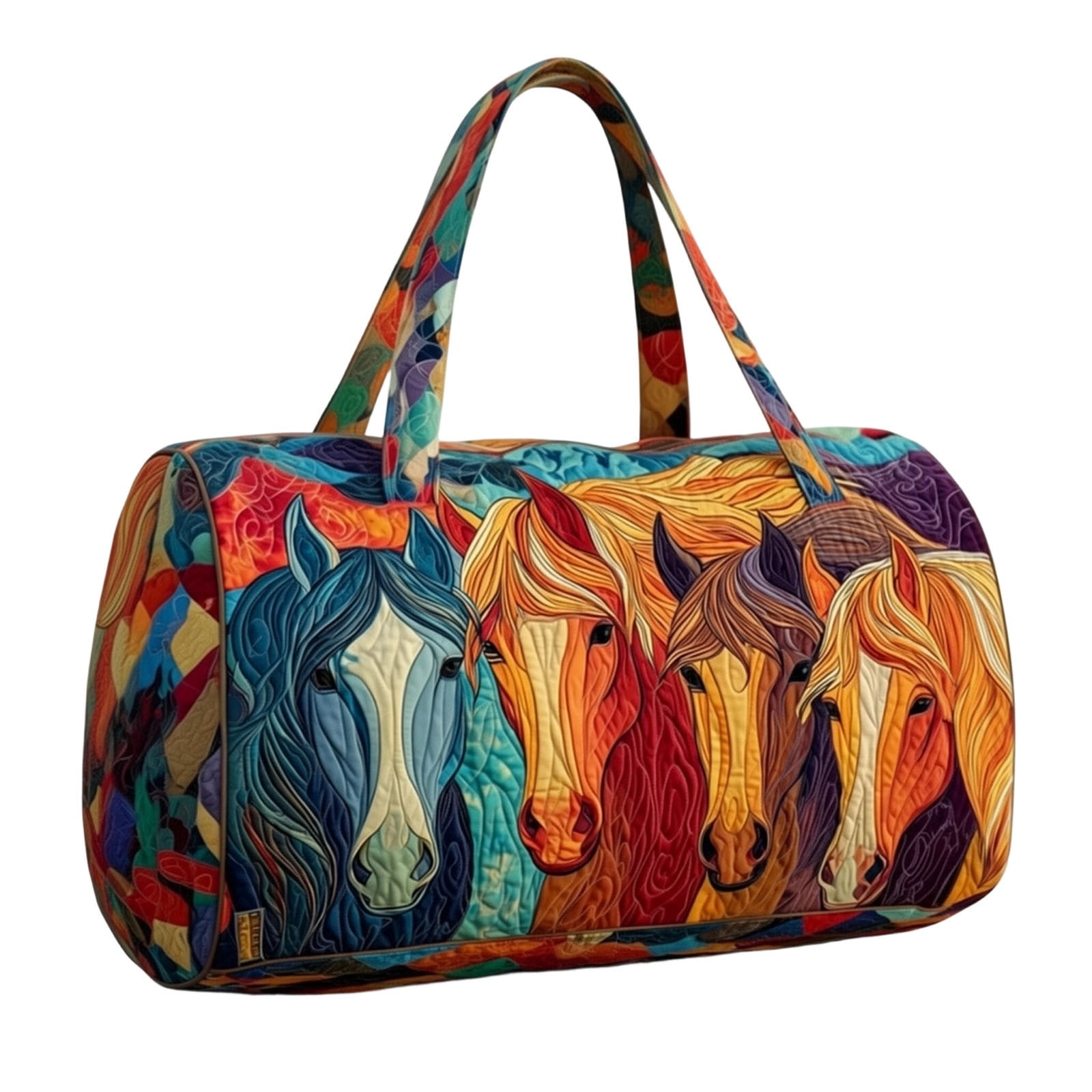 Hippie Van Quilted Duffle Bag, Hippie Journey Quilted Duffle Bag, Vintage Floral Travel Weekender Bag Gym Bags