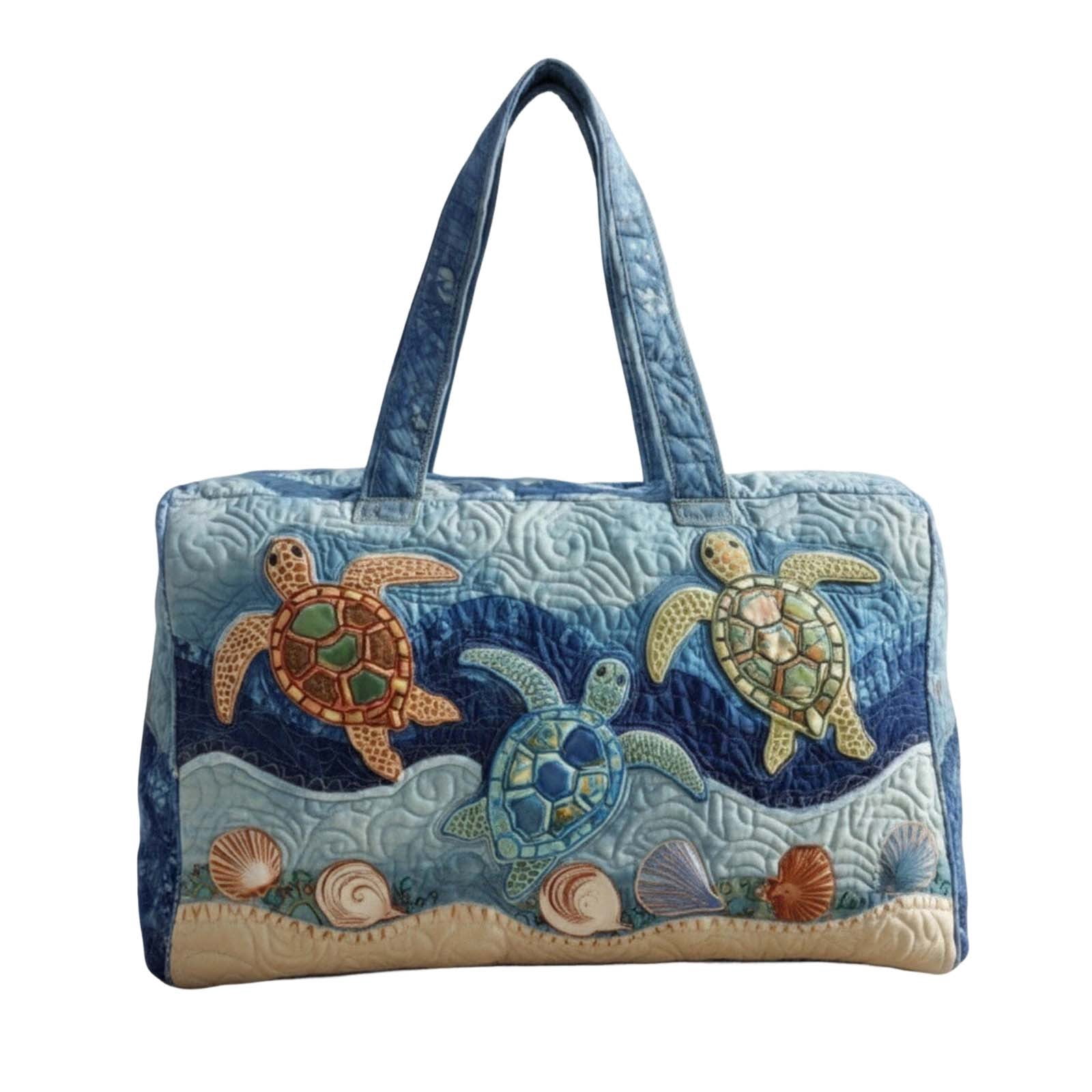 Hippie Van Quilted Duffle Bag, Hippie Journey Quilted Duffle Bag, Vintage Floral Travel Weekender Bag Gym Bags