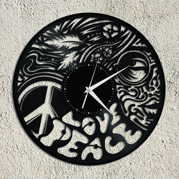 Hippie Vinyl Wall Clock Record Gift for Friends Home Kids Room Decoration Vintage Design Office Bar Room Home Decor