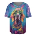 thumbnail image 1 of Hippie Vizsla Portrait oil painting Watercolor Tie-dye Vintage All Over Print 3D Baseball Shirt Vizslas Dog Lover Gifts Idea Softball Sport - 00015, 1 of 6