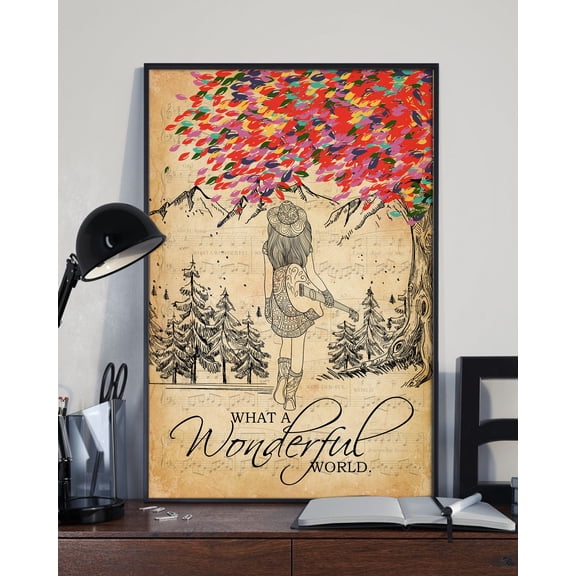 Hippie What A Wonderful World Vertical Poster Matte Wall Art Decor 11 x 17 Inch Poster