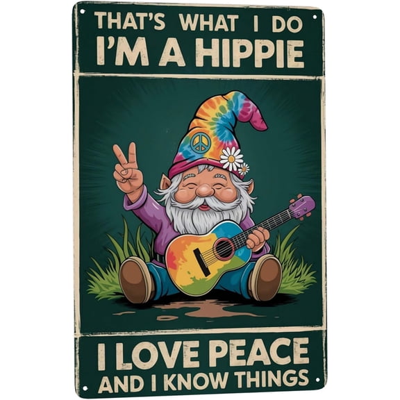Hippie Wisdom Tin Sign 8X12IN Retro Metal Wall Art for Dorm Room, Yoga Studio & 70s Theme Lounge Decor