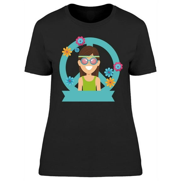Hippie Woman Graphic T-Shirt Women -Image by Shutterstock, Female Small