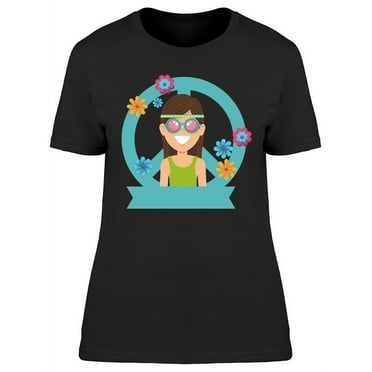 Hippie Woman Graphic T-Shirt Women -Image by Shutterstock, Female x-Large