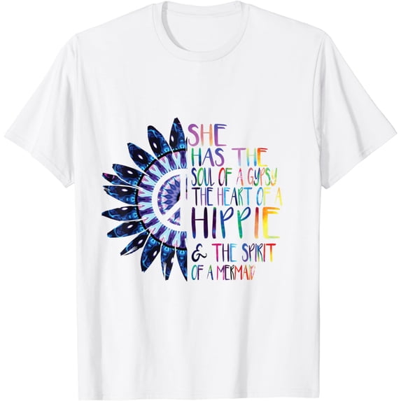 Hippie's Heart And A Mermaid's Courage Quote Tee Shirt Gift T-Shirt