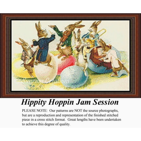 Hippity Hoppin Jam Session, Vintage Counted Cross Stitch Pattern (Pattern Only, You Provide the Floss and Fabric)