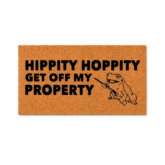 Hippity Hoppity Get Off My Property Doormat, Funny Frog Welcome Mat, Go Away Front Door Mat, Humor Home Entry Rug Gift 1677 (16x24 inches) 1677