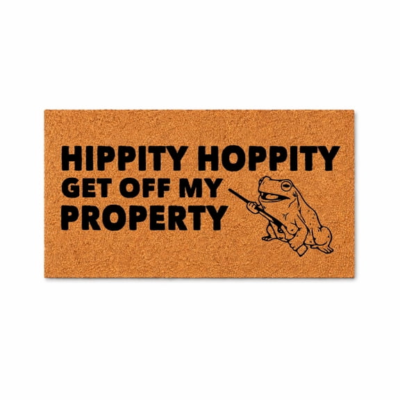 Hippity Hoppity Get Off My Property Doormat, Funny Frog Welcome Mat, Go Away Front Door Mat, Humor Home Entry Rug Gift 1677 (24x72 inches) 1677