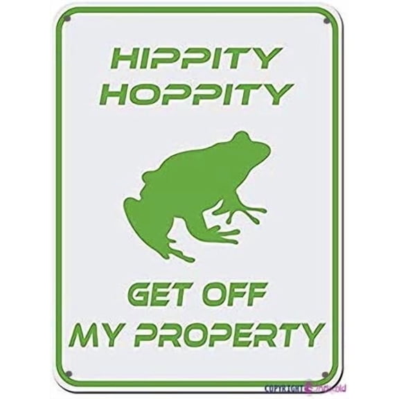 Hippity Hoppity Get Off My Property Frog No Tresspassing Novelty Sign Retro Metal Tin Sign Warning Sign Bar Cafe plaque Wall Decor 8x12 INCH